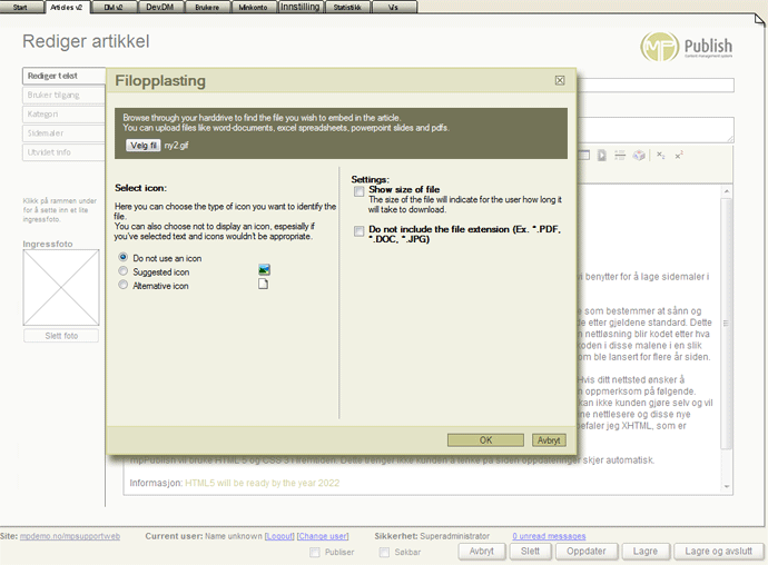 mpSupportWeb - Filopplasting